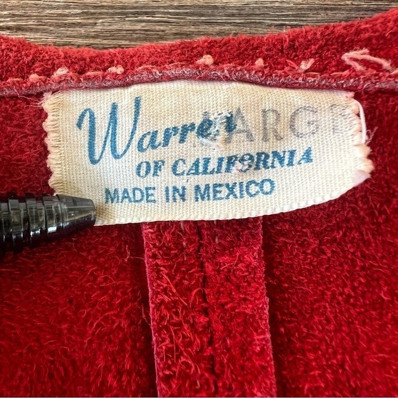 Vintage Red Suede Cape Warren of California Conchos Western Boho Hippie Large - Picture 10 of 15